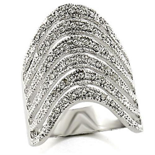 JCE24 Rhodium Brass Ring with Top Grade Crystal  in Clear