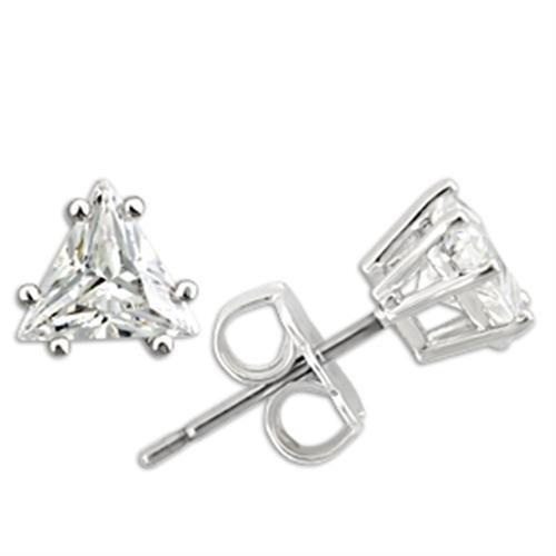 JCE156 Rhodium 925 Sterling Silver Earrings with AAA Grade CZ in Clear
