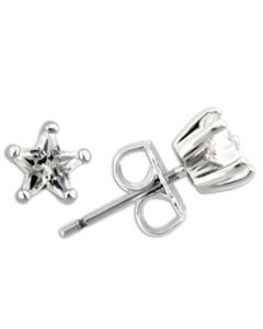 JCE157 Rhodium 925 Sterling Silver Earrings with AAA Grade CZ in Clear