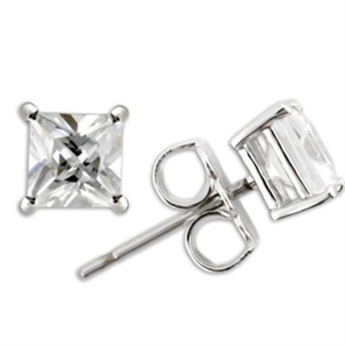 JCE2159 Rhodium 925 Sterling Silver Earrings with AAA Grade CZ in Clear
