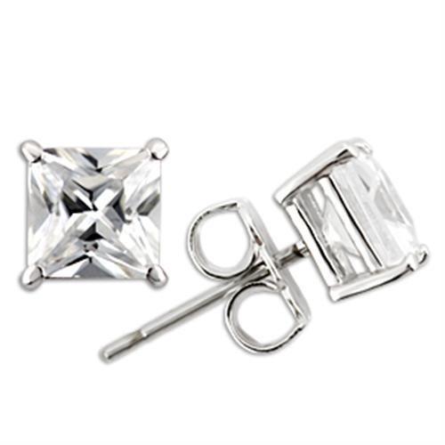 JCE2160 Rhodium 925 Sterling Silver Earrings with AAA Grade CZ in Clear