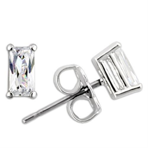 JCE2161 Rhodium 925 Sterling Silver Earrings with AAA Grade CZ in Clear