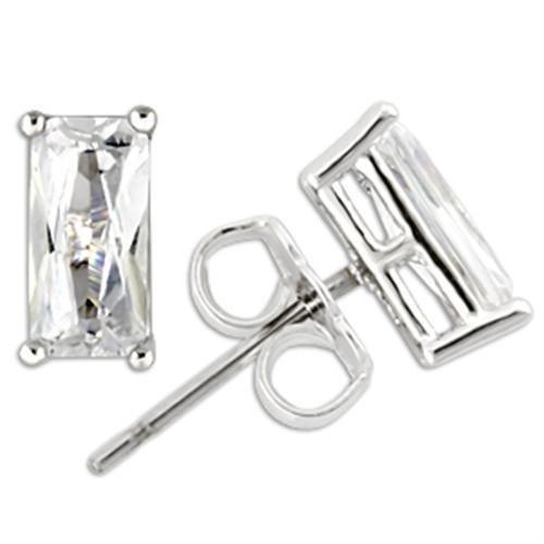 JCE2162 Rhodium 925 Sterling Silver Earrings with AAA Grade CZ in Clear