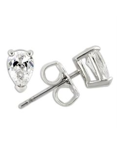 JCE163 Rhodium 925 Sterling Silver Earrings with AAA Grade CZ in Clear