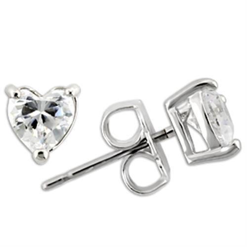 JCE165 Rhodium 925 Sterling Silver Earrings with AAA Grade CZ in Clear