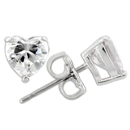 JCE166 Rhodium 925 Sterling Silver Earrings with AAA Grade CZ in Clear