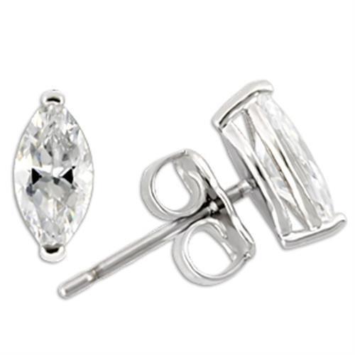 JCE167 Rhodium 925 Sterling Silver Earrings with AAA Grade CZ in Clear