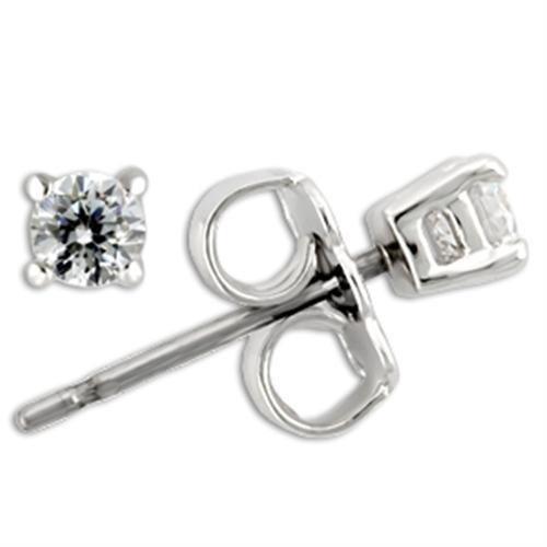 JCE169 Rhodium 925 Sterling Silver Earrings with AAA Grade CZ in Clear