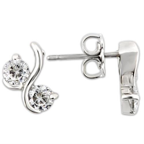 JCE176 Rhodium 925 Sterling Silver Earrings with AAA Grade CZ in Clear