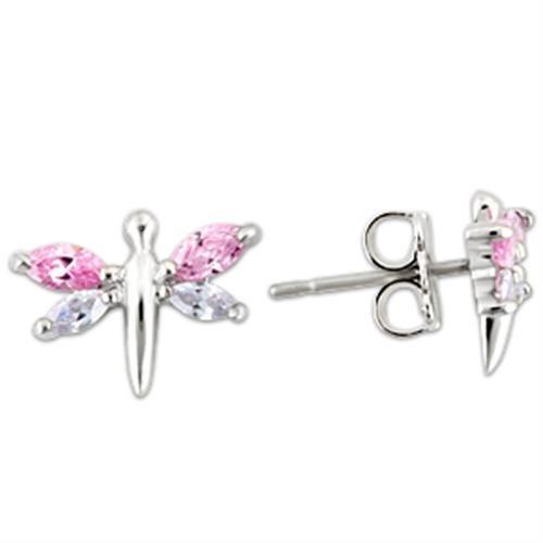 JCE179 Rhodium 925 Sterling Silver Earrings with AAA Grade CZ in Multi Color