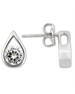 JCE180 Rhodium 925 Sterling Silver Earrings with AAA Grade CZ in Clear