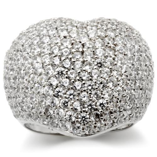 JCE2276 Rhodium Brass Ring with AAA Grade CZ  in Clear