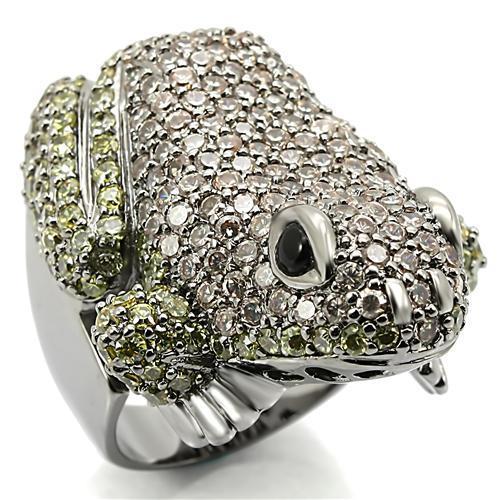 JCE284 Ruthenium Brass Ring with AAA Grade CZ  in Multi Color
