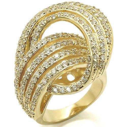 JCE316 Gold Brass Ring with AAA Grade CZ  in Clear