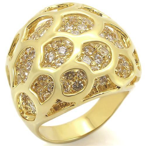 JCE318 Gold Brass Ring with AAA Grade CZ  in Clear