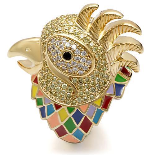JCE087 Gold Brass Ring with AAA Grade CZ  in Multi Color