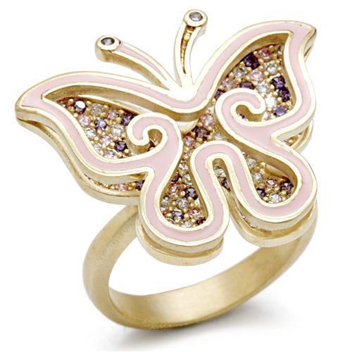 JCE096 Matte Gold Brass Ring with AAA Grade CZ  in Multi Color