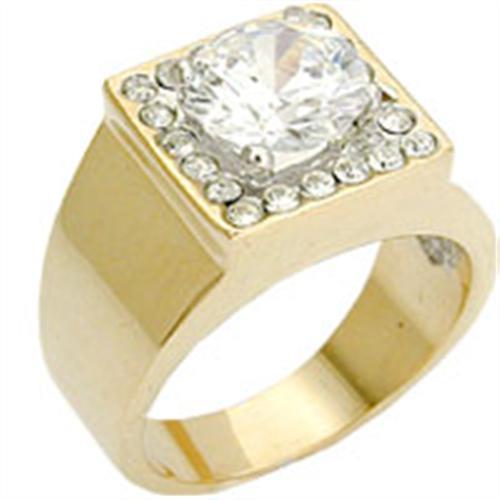 JCE076 Gold+Rhodium Brass Ring with AAA Grade CZ  in Clear