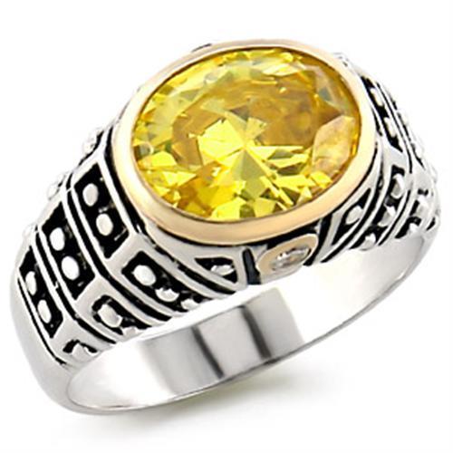JCE419 Reverse Two-Tone 925 Sterling Silver Ring with AAA Grade CZ  in Topaz