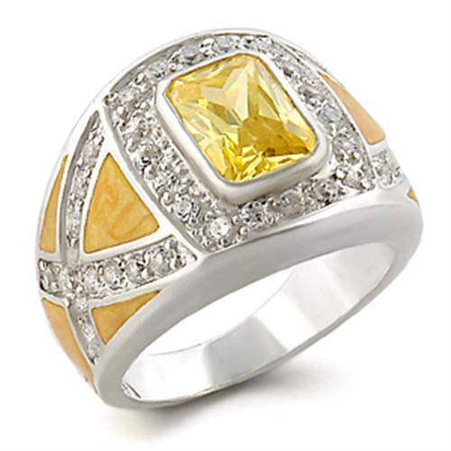 JCE825 High-Polished 925 Sterling Silver Ring with AAA Grade CZ  in Citrine