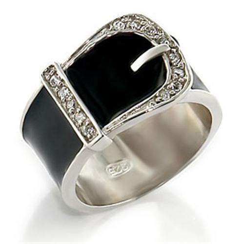 JCE625 High-Polished 925 Sterling Silver Ring with Top Grade Crystal  in Clear