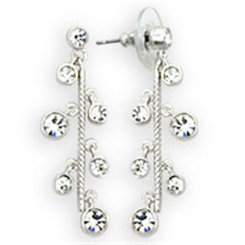 JCE409 High-Polished 925 Sterling Silver Earrings with Top Grade Crystal in Clear-PCS