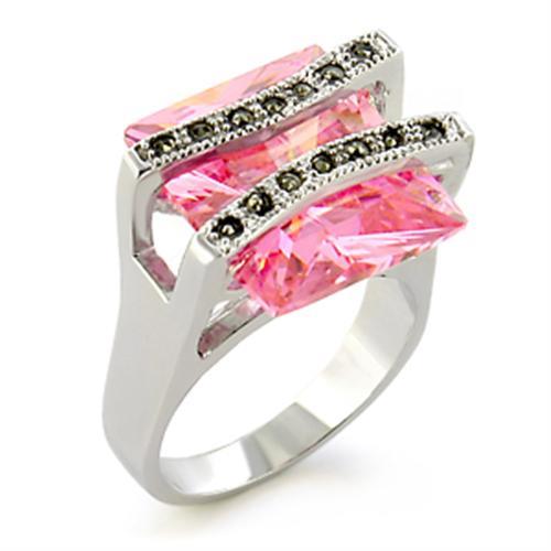 JCE623 Antique Tone 925 Sterling Silver Ring with AAA Grade CZ  in Rose