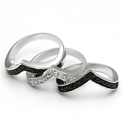 JCE028 Rhodium+Hematite Brass Ring with AAA Grade CZ  in Jet