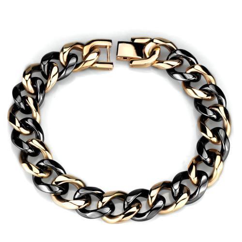 JCE1002 IP Rose Gold(Ion Plating) Stainless Steel Bracelet with Ceramic in Jet