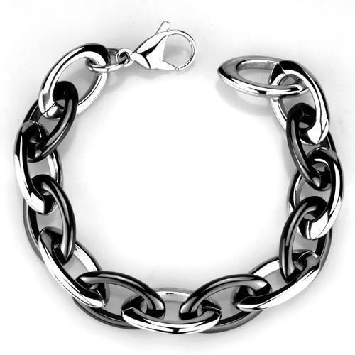 JCE1009 High polished (no plating) Stainless Steel Bracelet with Ceramic in Jet