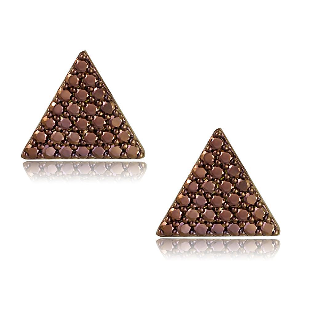 JCE1122 IP Coffee light Brass Earrings with AAA Grade CZ in Light Coffee
