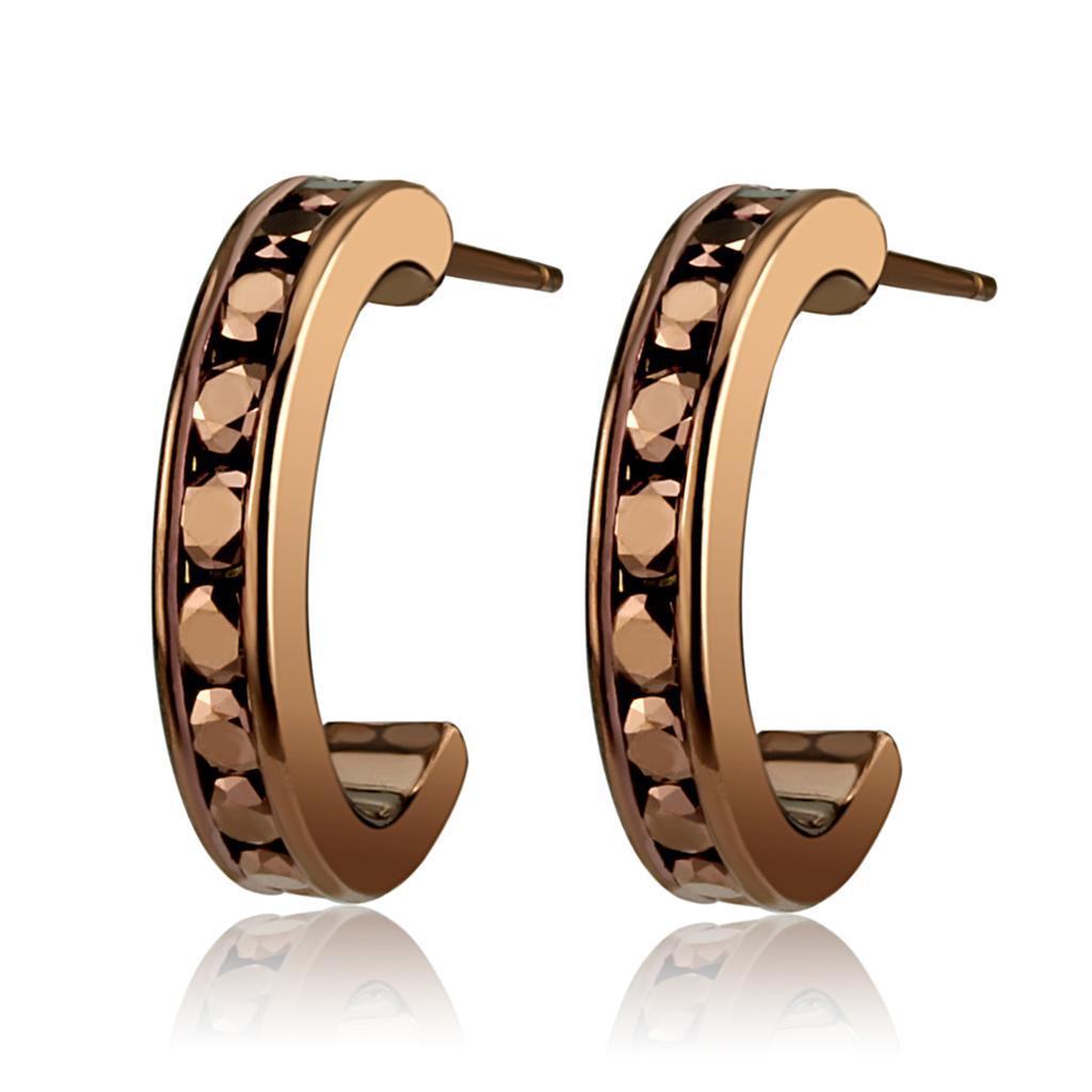 JCE1140 IP Coffee light Brass Earrings with Top Grade Crystal in Light Coffee