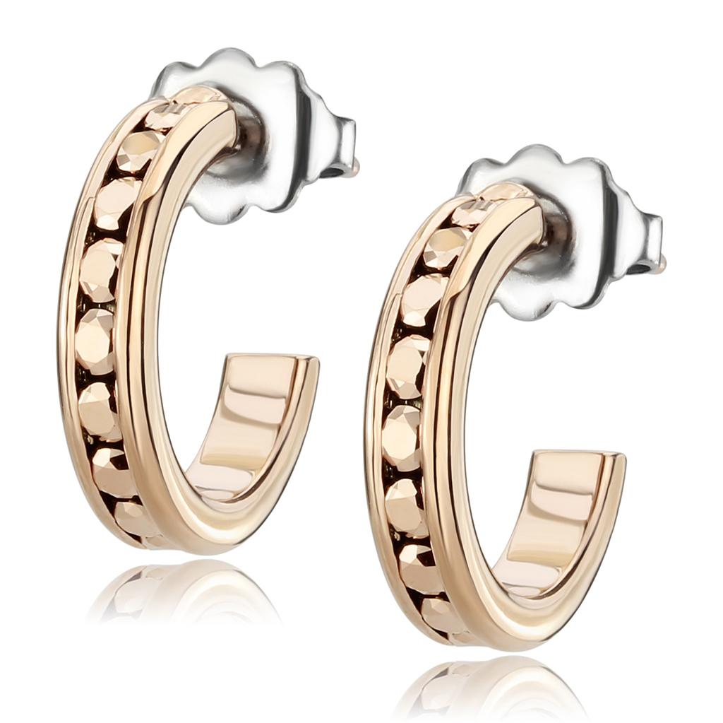 JCE1142 IP Rose Gold(Ion Plating) Brass Earrings with Top Grade Crystal in Metallic Light Gold