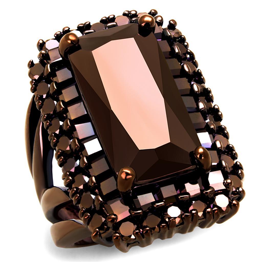 JCE1152 IP Coffee light Brass Ring with AAA Grade CZ  in Light Coffee