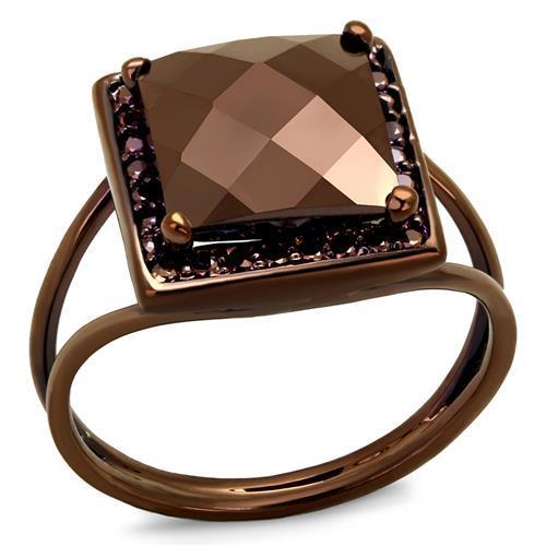 JCE1165 IP Coffee light Brass Ring with AAA Grade CZ  in Light Coffee