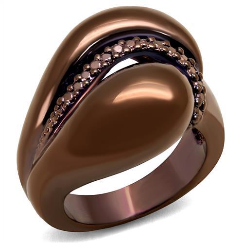 JCE1170 IP Coffee light Brass Ring with AAA Grade CZ  in Light Coffee