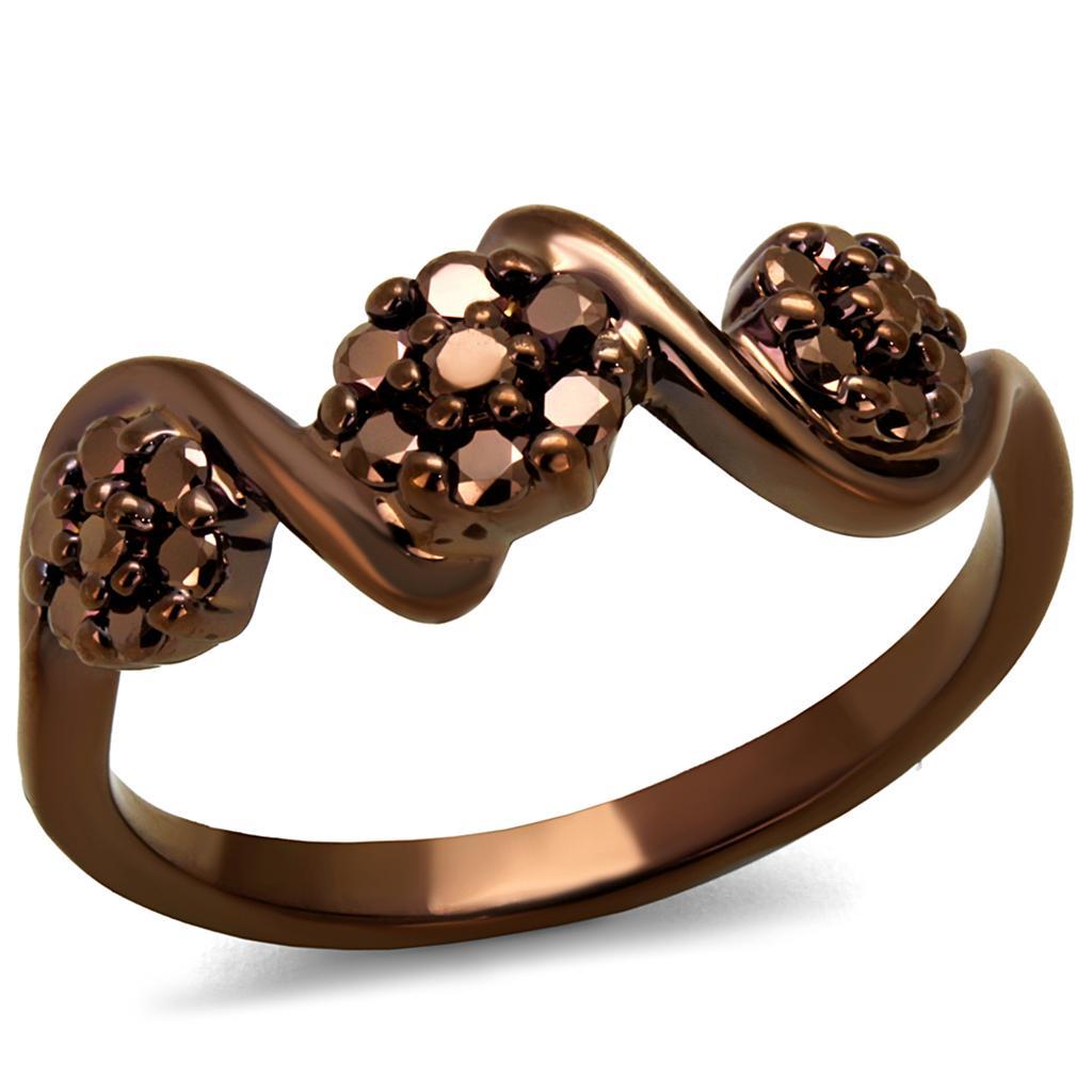JCE1181 IP Coffee light Brass Ring with AAA Grade CZ  in Light Coffee