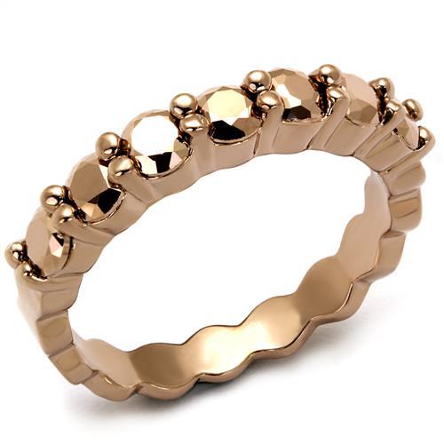 JCE1195 IP Rose Gold(Ion Plating) Brass Ring with AAA Grade CZ  in Metallic Light Gold