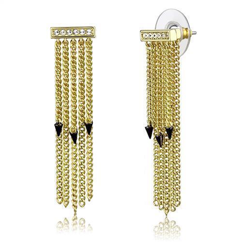 JCE1205 Gold+Ruthenium Brass Earrings with Top Grade Crystal in Clear