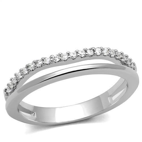 JCE1229 Rhodium Brass Ring with AAA Grade CZ  in Clear