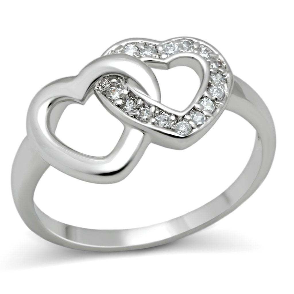 JCE2123 Rhodium Brass Ring with AAA Grade CZ  in Clear