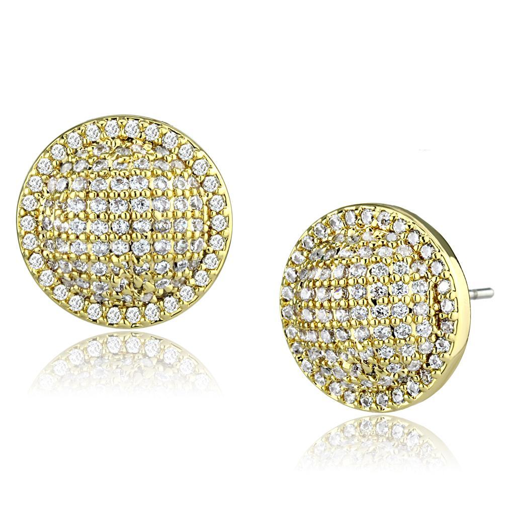 JCE1258 Gold Brass Earrings with AAA Grade CZ in Clear