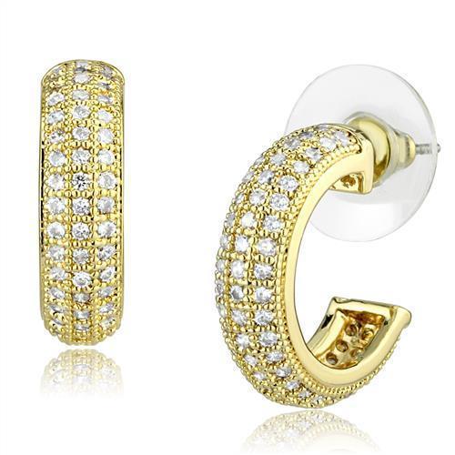 JCE1261 Gold Brass Earrings with AAA Grade CZ in Clear