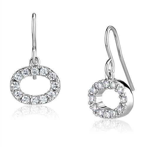 JCE1278 Rhodium Brass Earrings with AAA Grade CZ in Clear