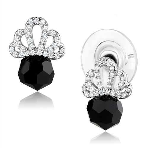 JCE1303 Rhodium Brass Earrings with AAA Grade CZ in Clear