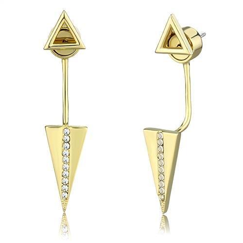 JCE1314 Gold Brass Earrings with Top Grade Crystal in Clear