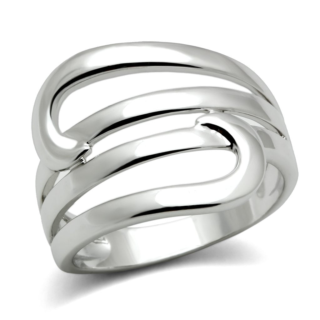 JCE164 Rhodium Brass Ring with No Stone