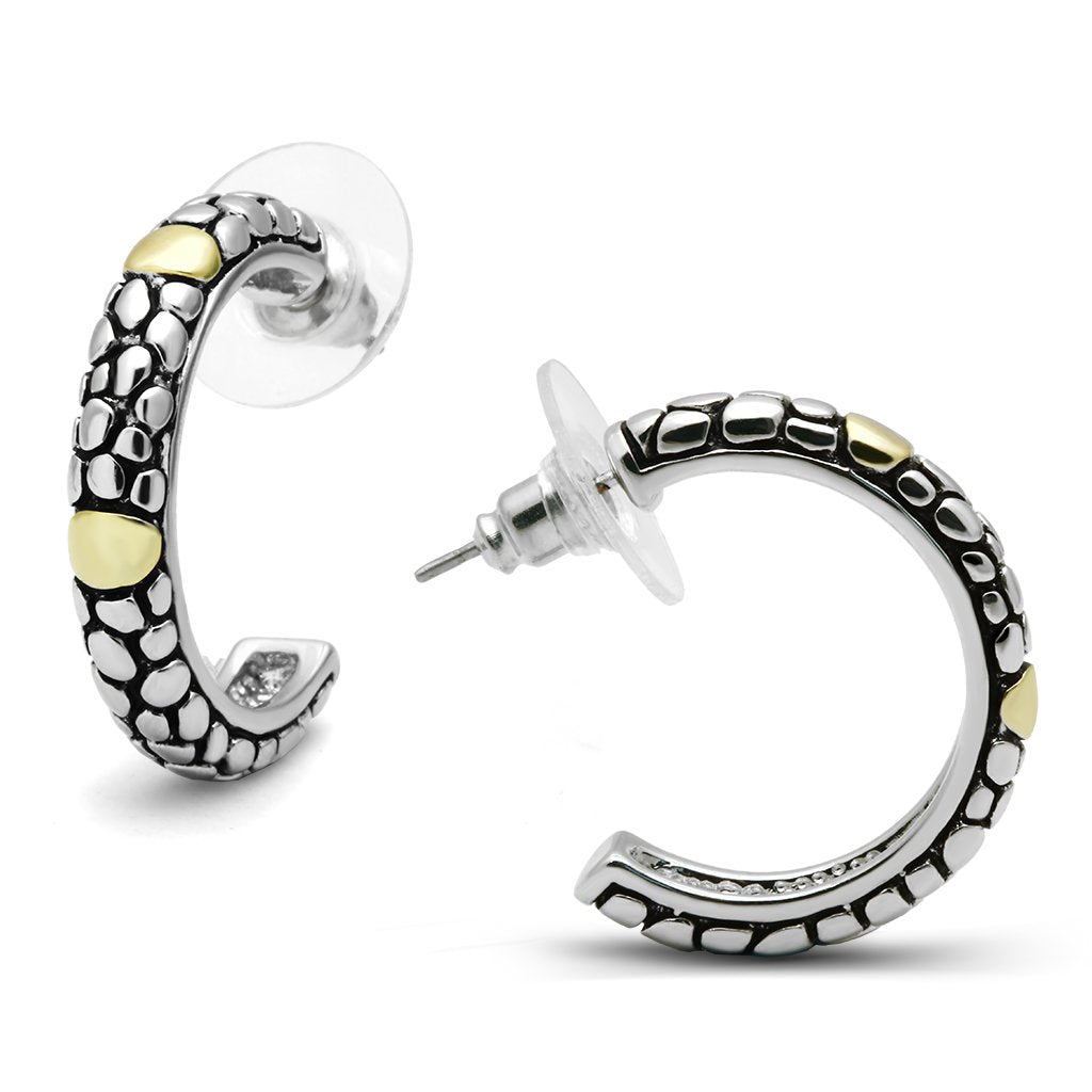 JCE335 Reverse Two-Tone Brass Earrings with Epoxy in Jet