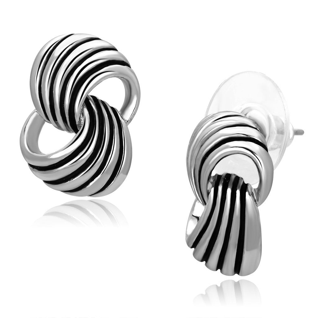 JCE343 Rhodium Brass Earrings with Epoxy in Jet