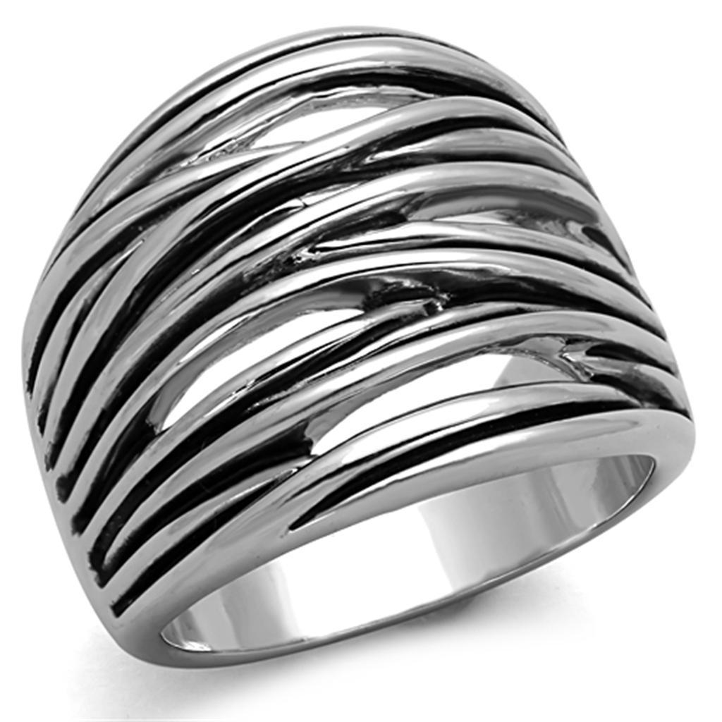 JCE596 Rhodium Brass Ring with Epoxy  in Jet